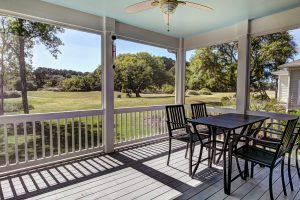 Screened in porch with park view